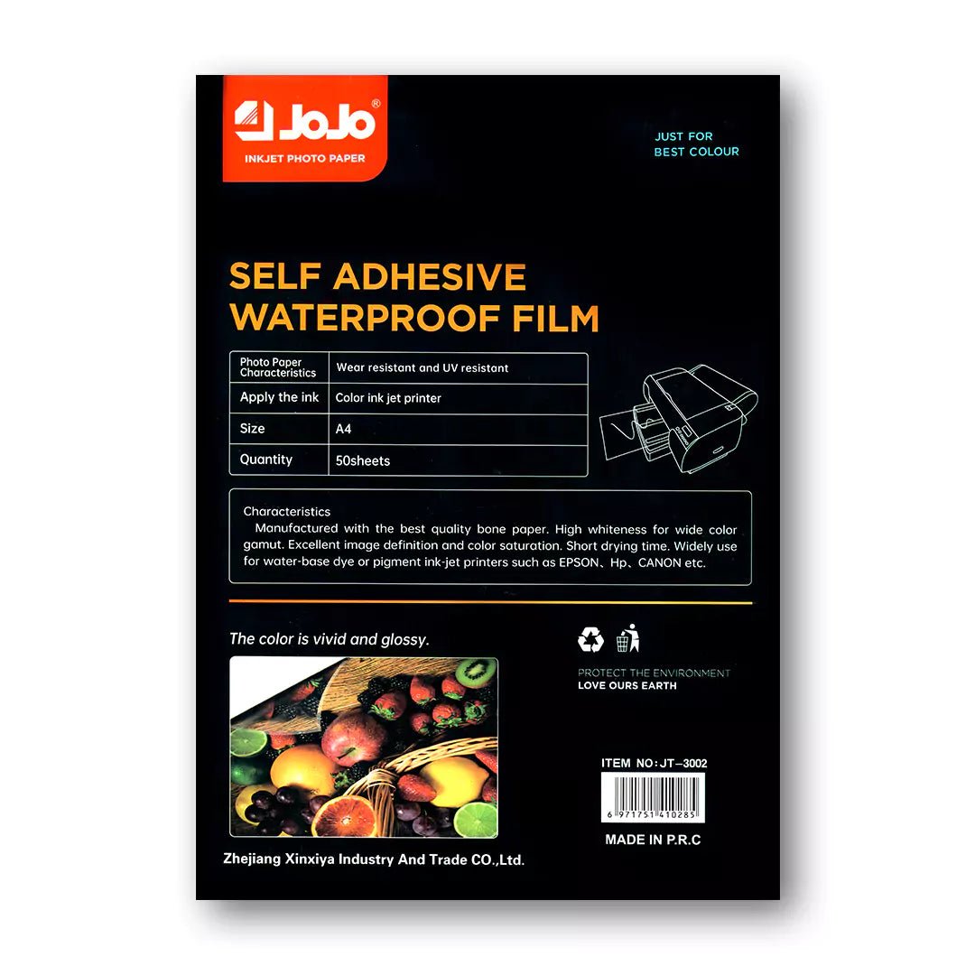 JoJo Self Adhesive Transparent Film - A4 / 50 Sheets / Waterproof Inkjet Printing / JT - 3002IT CareSelf Adhesive Transparent Film_