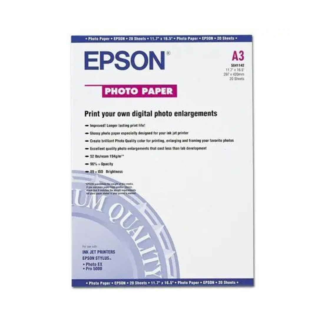 Epson Photo Paper – A3/ Glossy Paper/ 20 Sheets