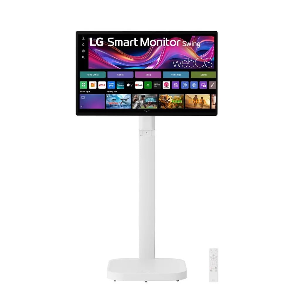LG 31.5 - inch 4K UHD IPS Smart Monitor Swing with touchscreen, featuring a unique movable stand and webOS systemIT CareSmart Screen