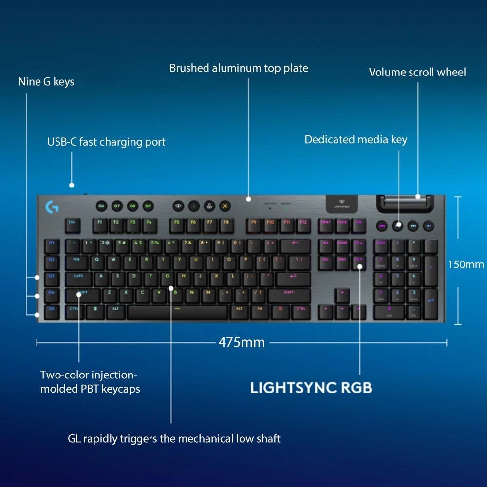Logitech G915 X LIGHTSPEED Wireless Gaming Keyboard - White - TACTILEIT CareGaming Keyboard