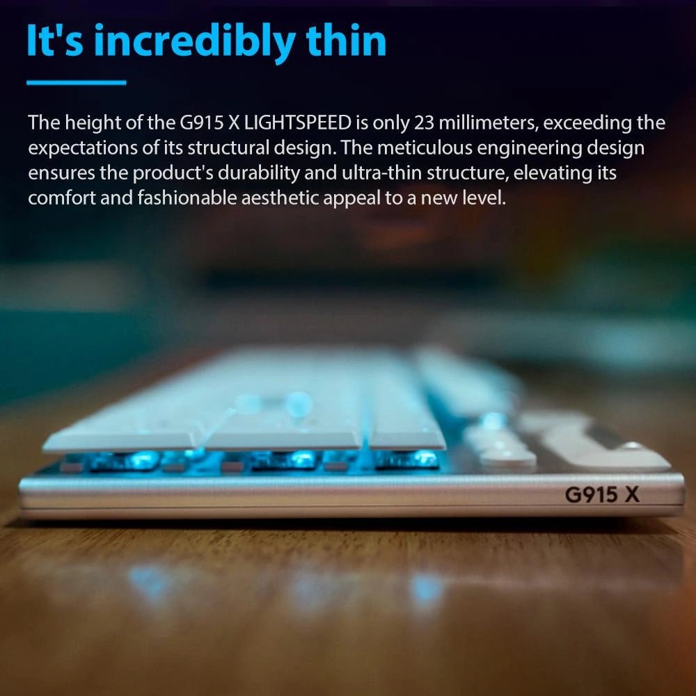 Logitech G915 X LIGHTSPEED Wireless Gaming Keyboard - White - TACTILEIT CareGaming Keyboard