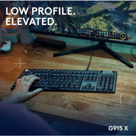 Logitech G915 X Wired Mechanical Gaming Keyboard, PBT Keycaps, LIGHTSYNC RGB - TACTILEIT CareGaming Keyboard