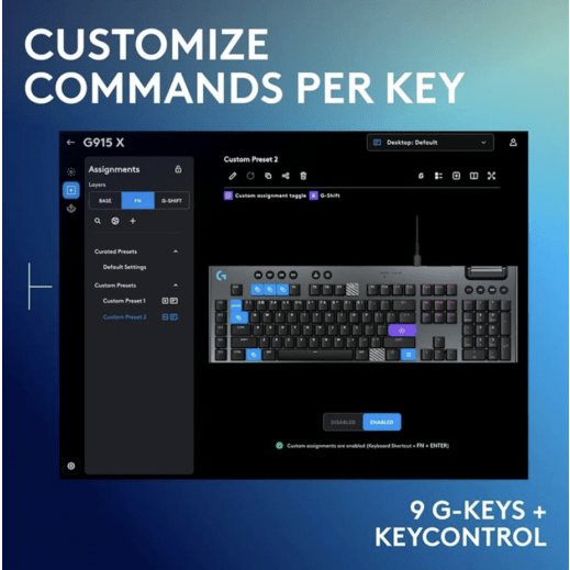 Logitech G915 X Wired Mechanical Gaming Keyboard, PBT Keycaps, LIGHTSYNC RGB - TACTILEIT CareGaming Keyboard