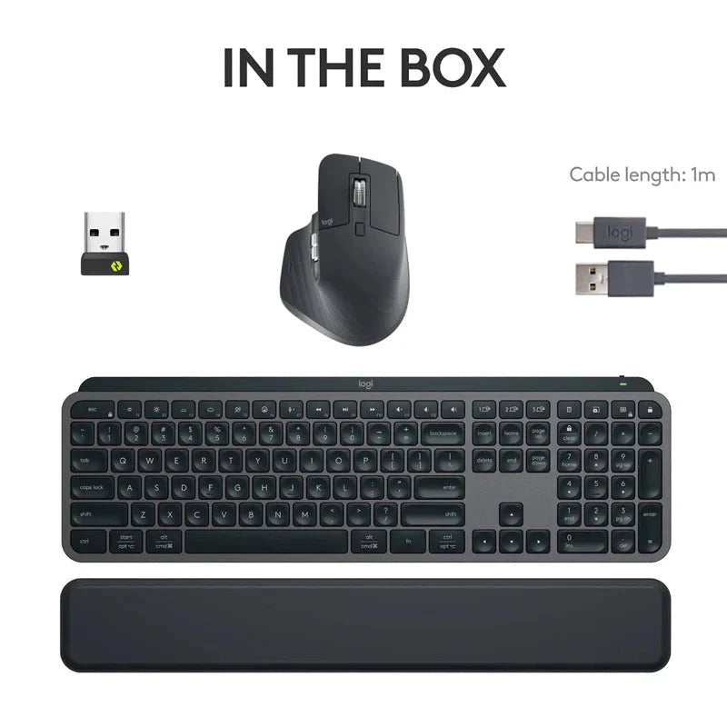 Logitech Mx Keys S Combo (3in1) Mx Master, 3s Mx Keys & Mx Palm Rest (Arabic/english) GraphiteIT CareWireless Keyboard & Mouse