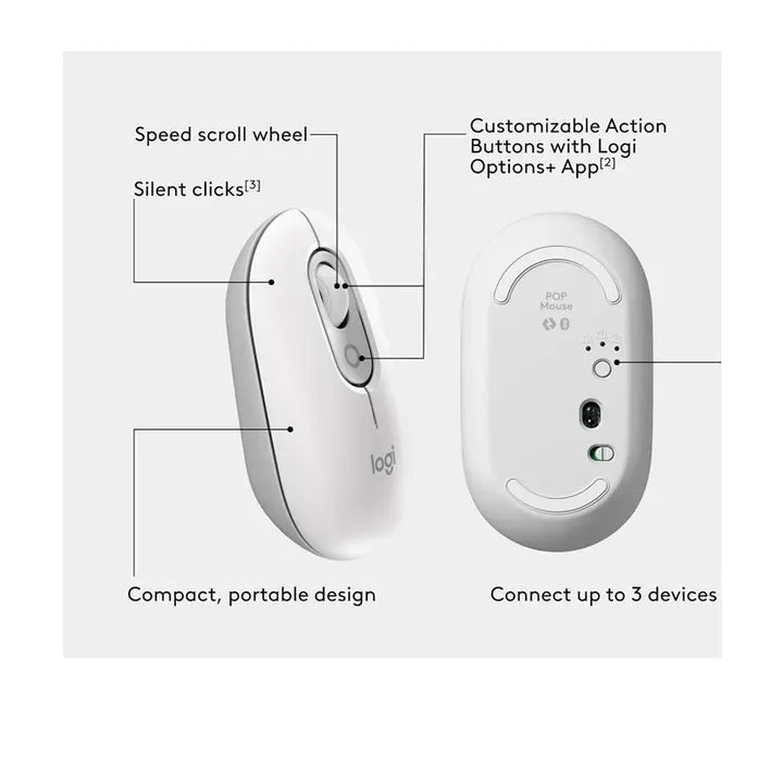 Logitech Pop Mouse With Emoji - Off WhiteIT CareWireless Mouse