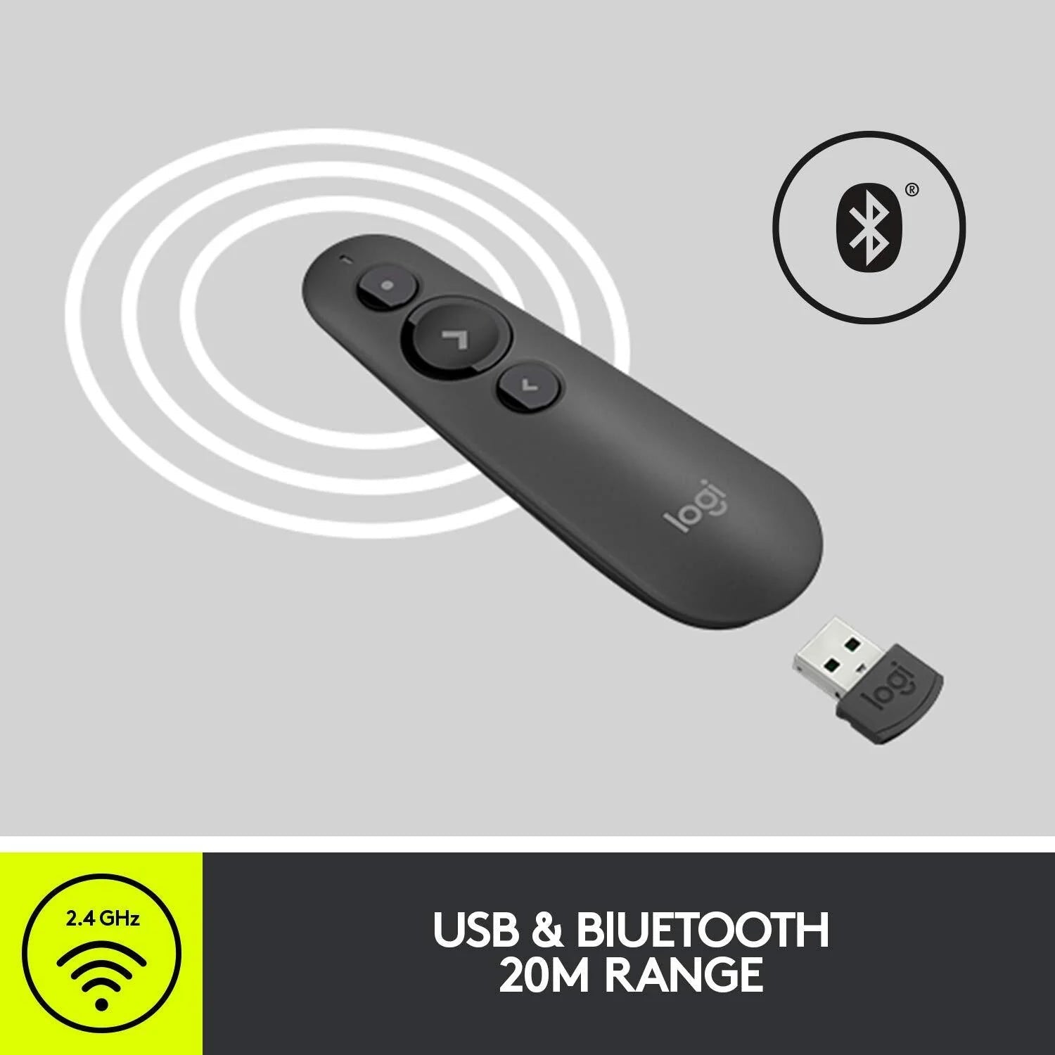 Logitech R500s Bluetooth Presentation Remote - GraphiteIT CarePresentation Remote