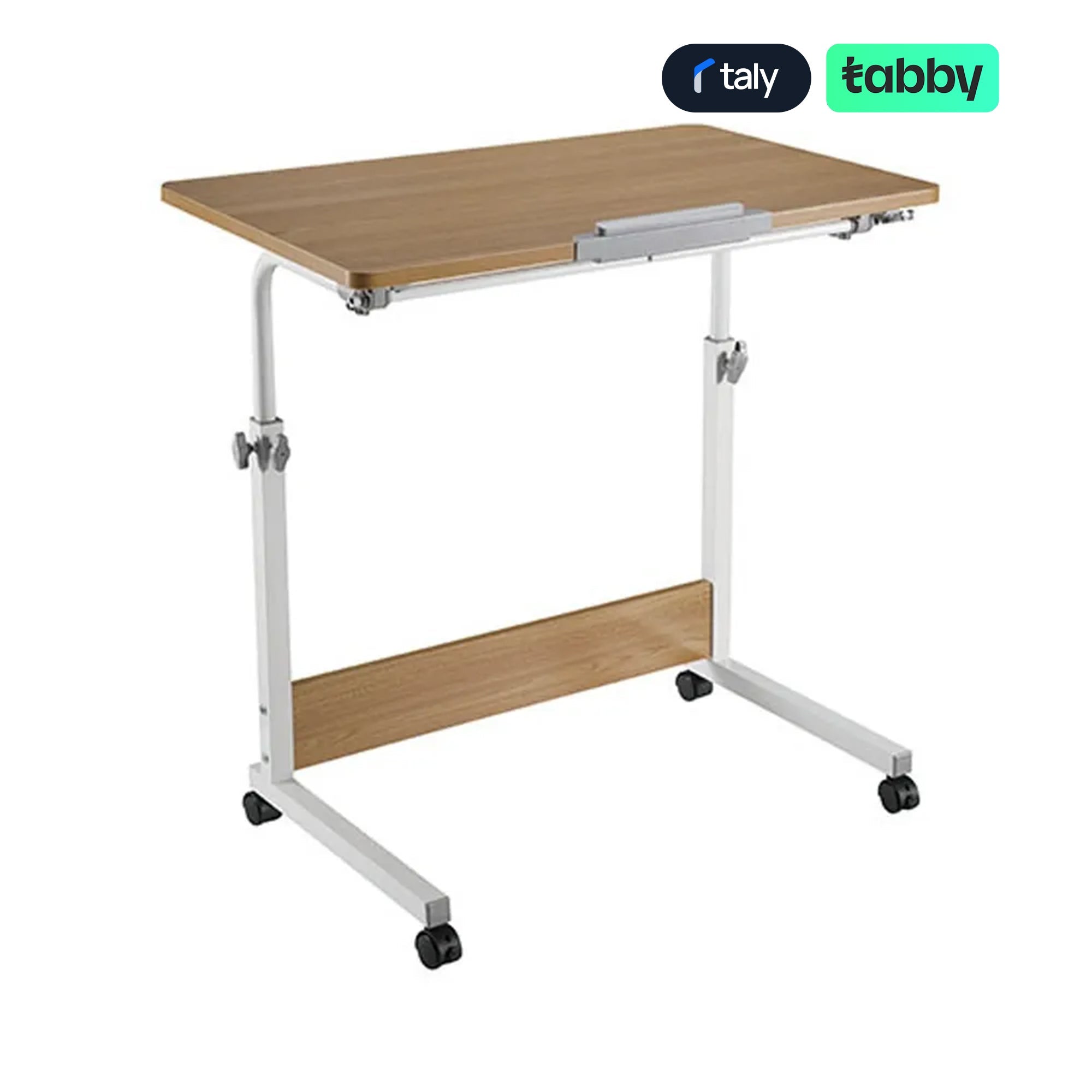 Lumi Height Adjustable Mobile Computer Table 800x500mm Teak | IT Care Kuwait