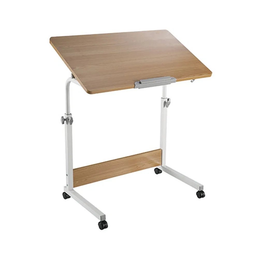 Lumi Height Adjustable Mobile Computer Table 800x500mm Teak | IT Care Kuwait