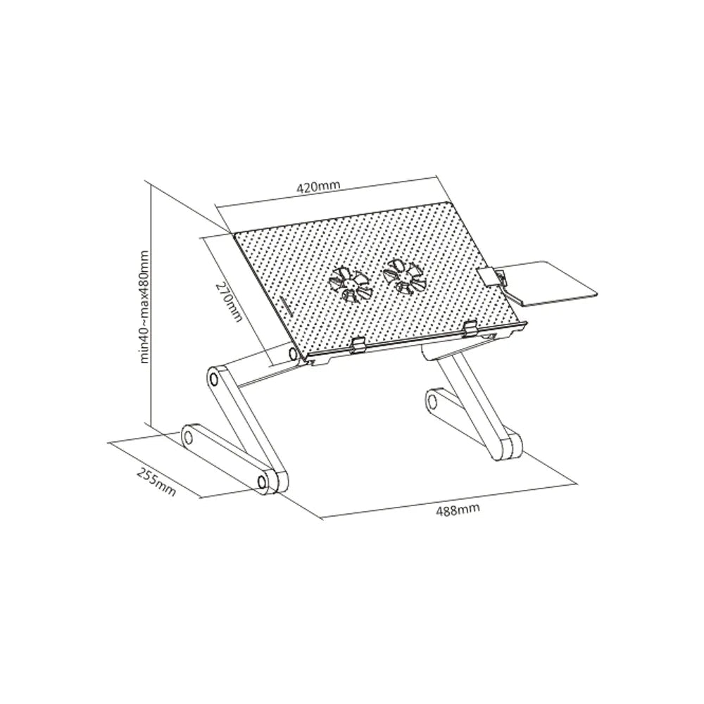 Lumi LPD03-4 Height Adjustable Ventilated Laptop Desk with Mouse Pad and Cooling Fan | IT Care Kuwait
