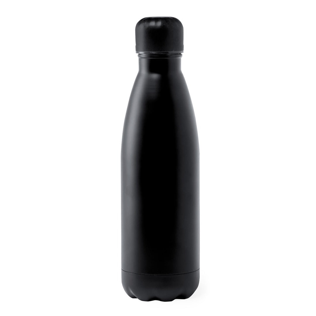 زجاجة مياه مفرغة من الهواء بجدار واحد - 500 مل / أسود غير لامع / ستانلس ستيل / مقاومة للتسرب