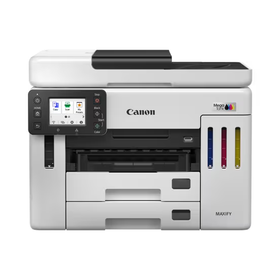 طابعة كانون MAXIFY GX7140 MegaTank متعددة الوظائف 4 في 1 للأعمال – مزودة بخزان حبر – تدعم شبكات Wi-Fi/إيثرنت – طباعة على الوجهين – وحدة تغذية تلقائية للورق (D-ADF)