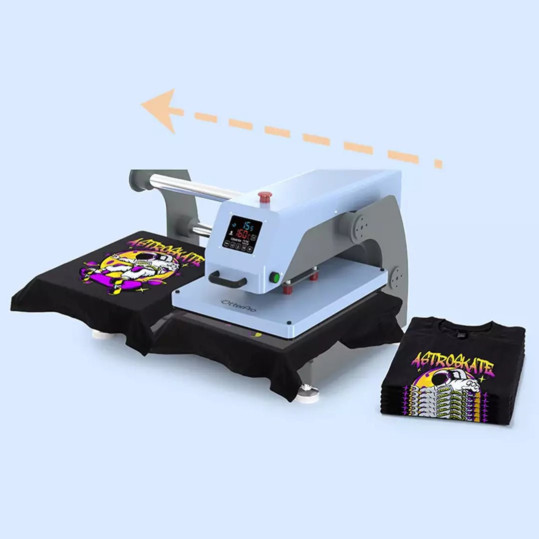 OtterPro Air Press Slide Dual Station Heat Press - 40x50cm / Light Blue +OtterPro 30L Silent Air Compressor – 550W / 100L/minIT CareAuto Heat Press