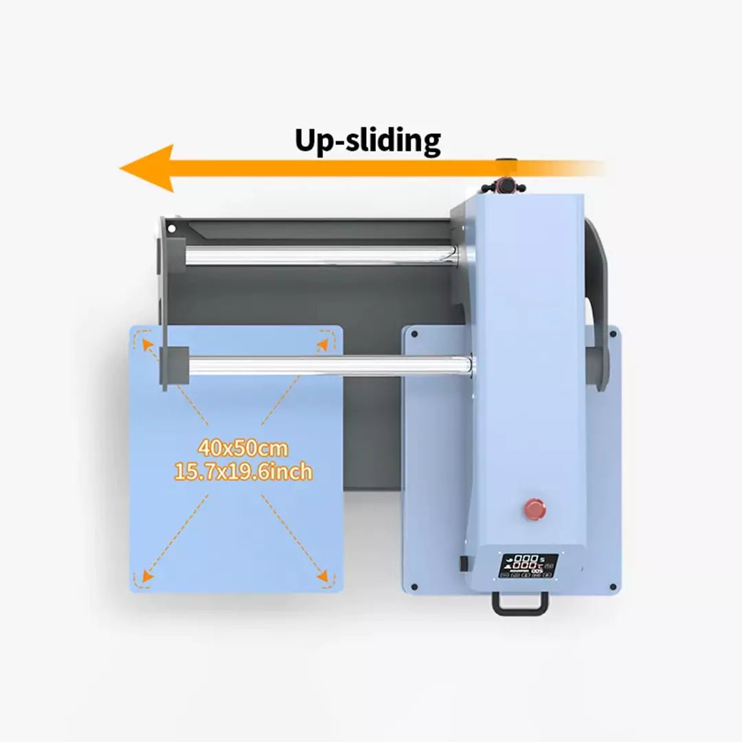OtterPro Air Press Slide Dual Station Heat Press - 40x50cm / Light Blue +OtterPro 30L Silent Air Compressor – 550W / 100L/minIT CareAuto Heat Press