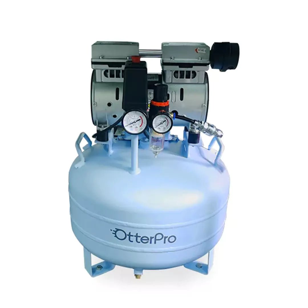OtterPro Air Press Slide Dual Station Heat Press - 40x50cm / Light Blue +OtterPro 30L Silent Air Compressor – 550W / 100L/minIT CareAuto Heat Press