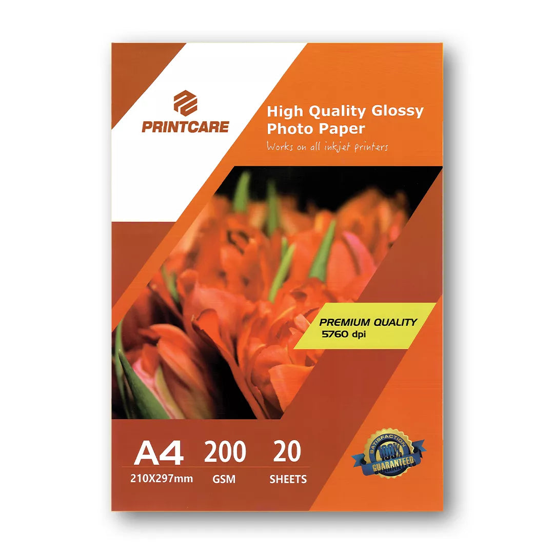 Print Care High Quality Glossy Photo Paper – A4 / 200 GSM / 20 Sheets