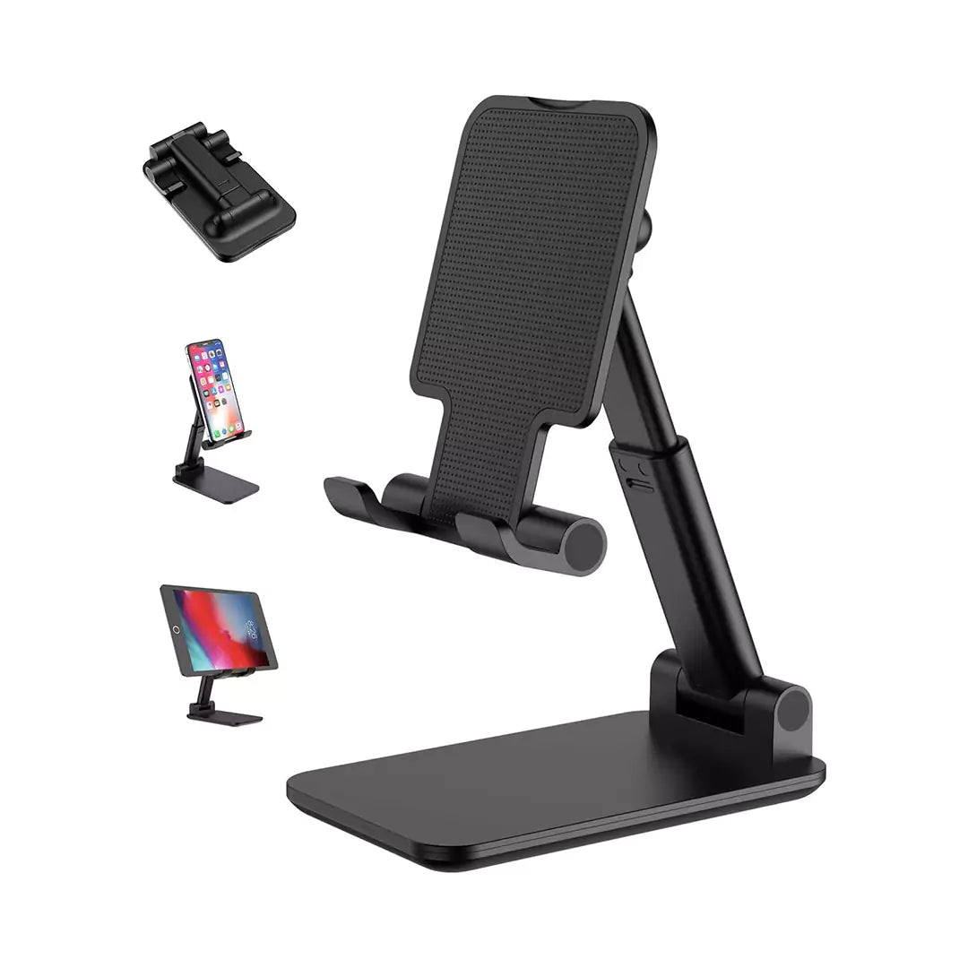 Adjustable Foldable Cell Phone & Tablet Stand – Height & Angle Adjustable/ Black