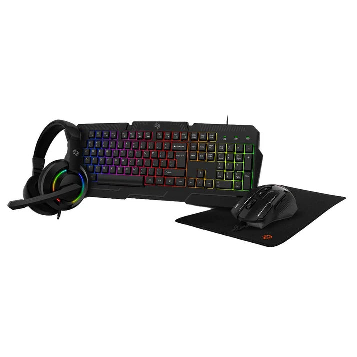 Porodo Gaming 4 in 1 Combo RGB Keyboard Mouse Headset with Arabic Keyboard