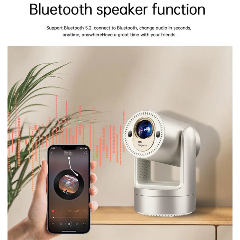 Portable LED Projector – Full HD 1080P Support / 4K Input / 200" Display / Built - in Speaker / 5G / HDMI / USB / Audio Port / Rose GoldIT CareProjectors