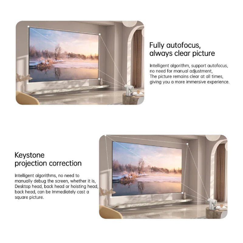 Portable LED Projector – Full HD 1080P Support / 4K Input / 200" Display / Built - in Speaker / 5G / HDMI / USB / Audio Port / Rose GoldIT CareProjectors