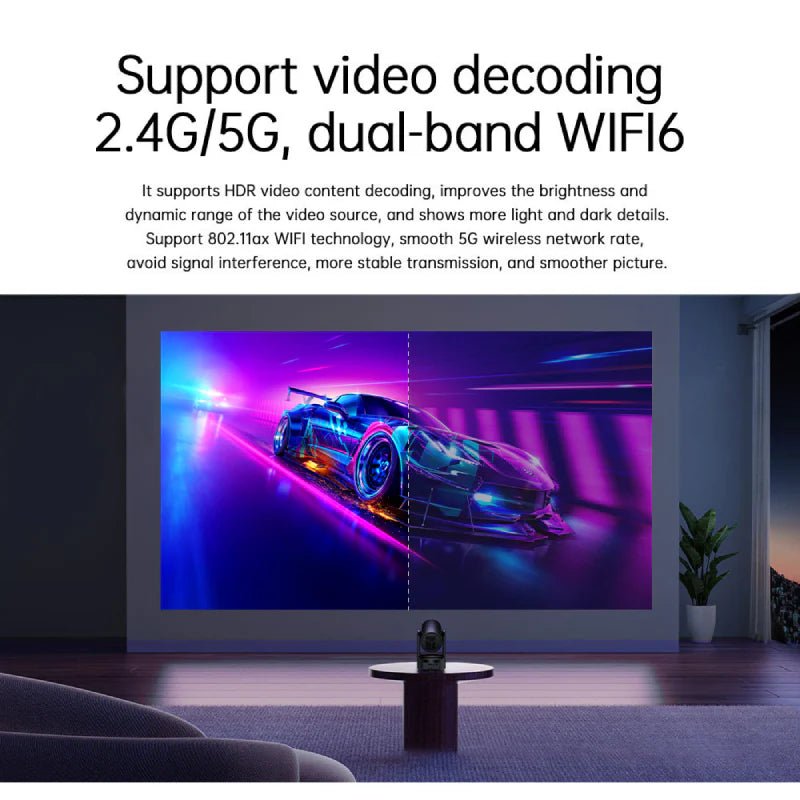 Portable LED Projector – Full HD 1080P Support / 4K Input / 200" Display / Built - in Speaker / 5G / HDMI / USB / Audio Port / Rose GoldIT CareProjectors