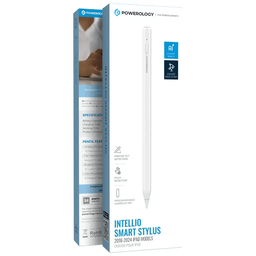 Powerology Intellio Smart Stylus for 2018-2024 iPad Models White | IT Care Kuwait