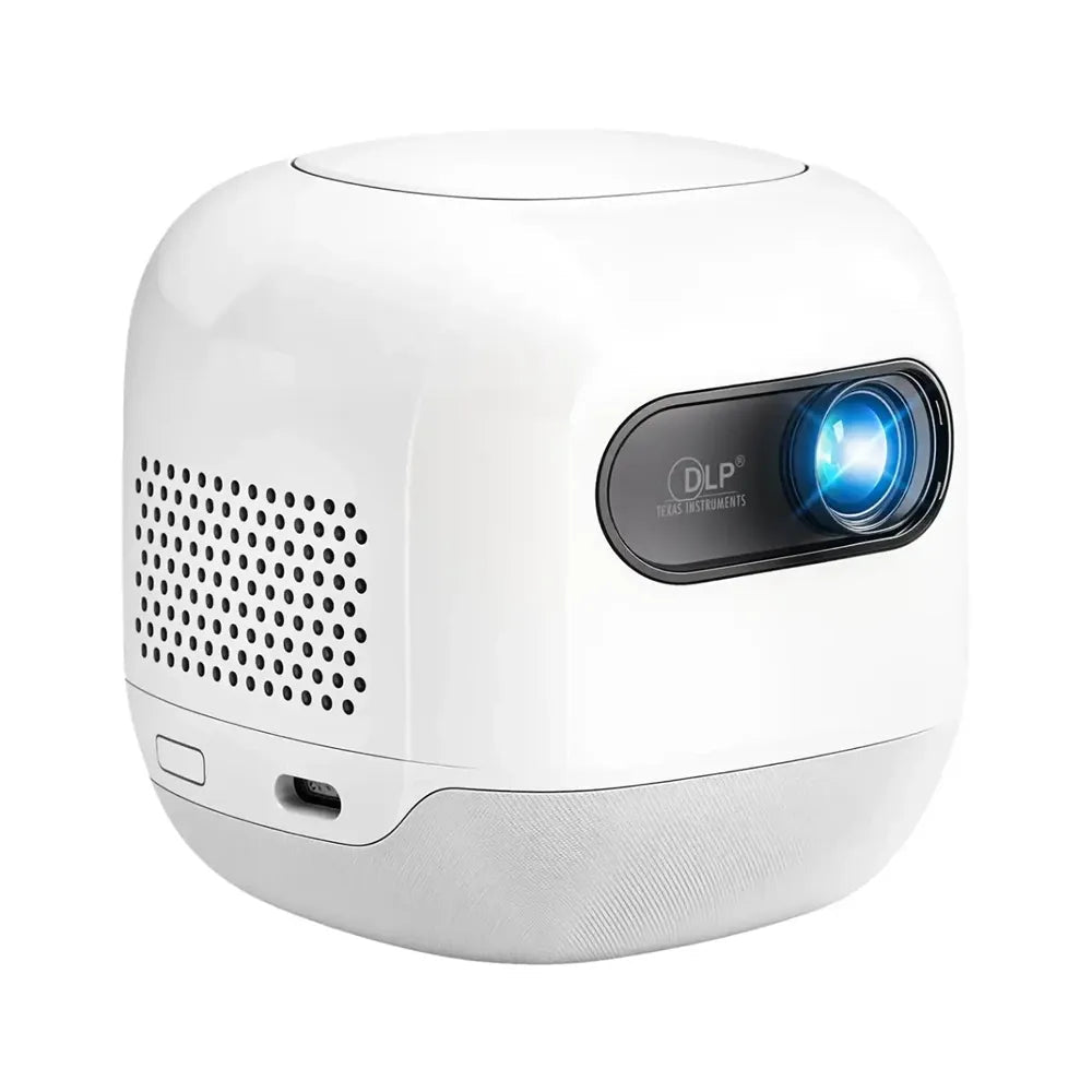 Powerology Mini Beam Portable Projector HD DLP Android 13 Wi-Fi 6 Auto Keystone White | IT Care Kuwait