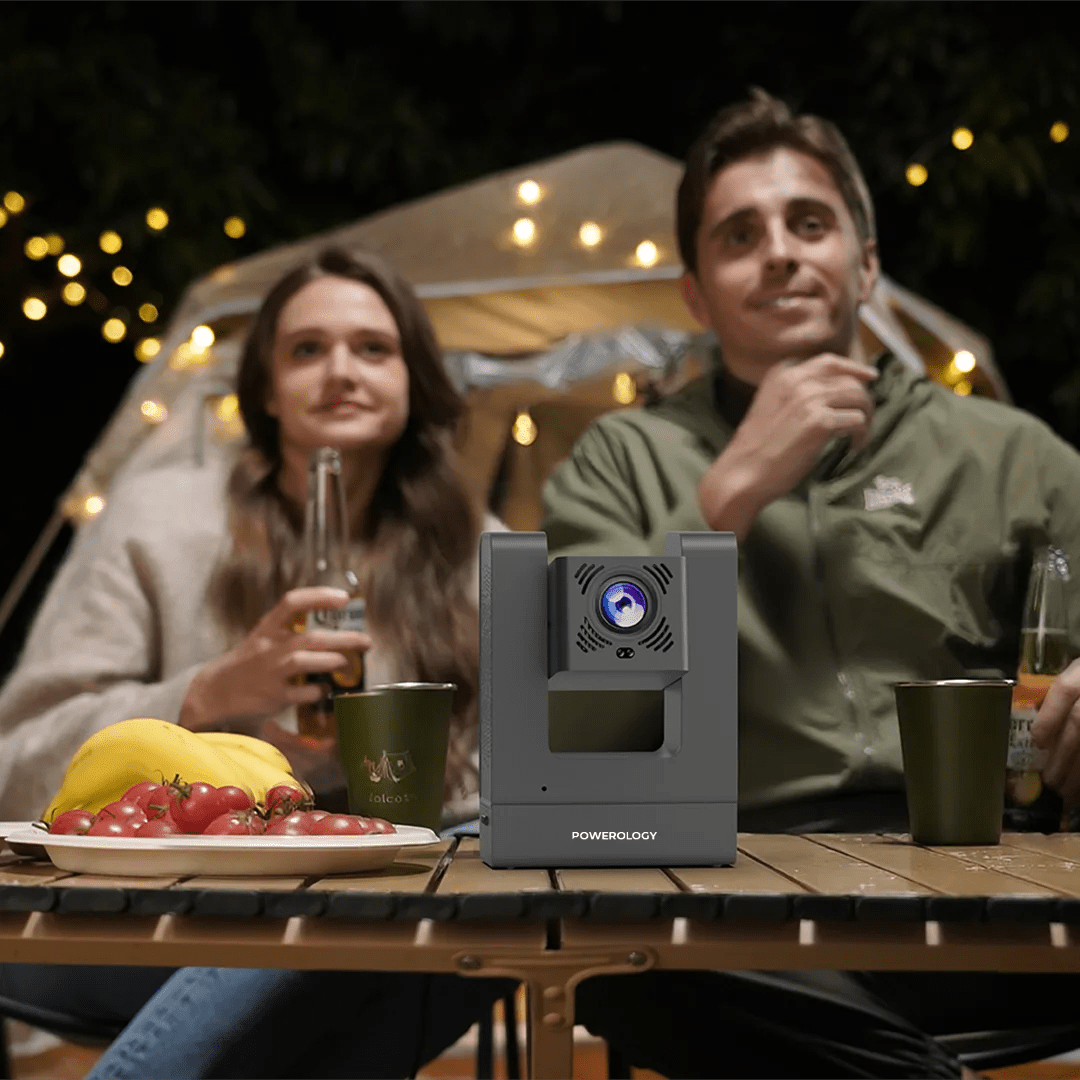 Powerology VisionArc Portable Smart Projector 1080P Full HD 300 ANSI Lumens Android 12 Wi-Fi 6 Gray | IT Care Kuwait