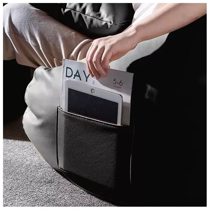 Premium Quality Faux Leather Bean Bag with Side Pocket - Brown / Free Beans Included / Free Footrest and PillowIT CareBean Bag