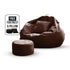 Premium Quality Faux Leather Bean Bag with Side Pocket - Brown / Free Beans Included / Free Footrest and PillowIT CareBean Bag