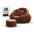 Premium Quality Faux Leather Bean Bag with Side Pocket - Light Brown / Free Beans Included / Free Footrest and PillowIT CareBean Bag
