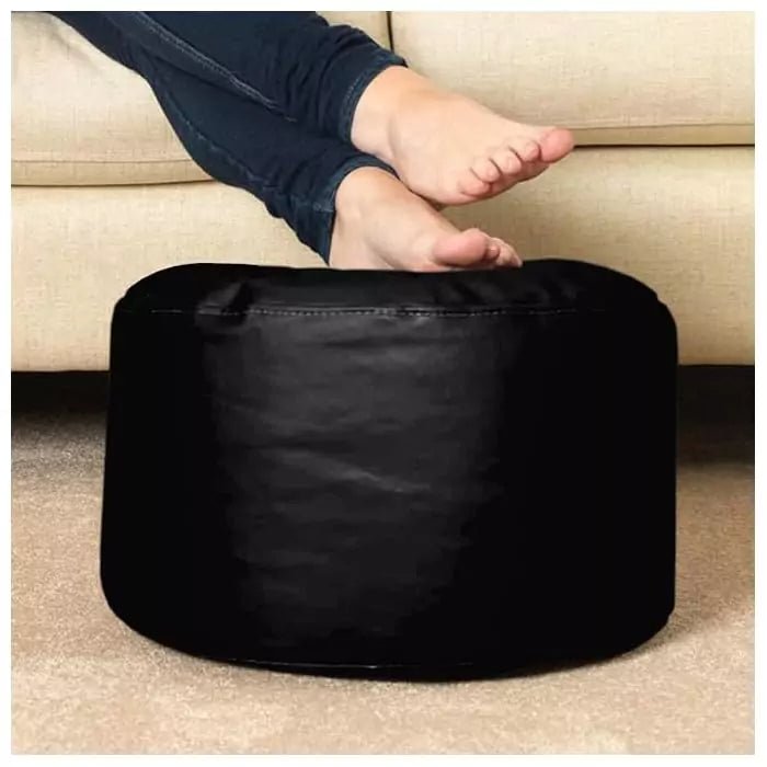 Premium Quality Faux Leather Bean Bag with Side Pocket - Light Brown / Free Beans Included / Free Footrest and PillowIT CareBean Bag