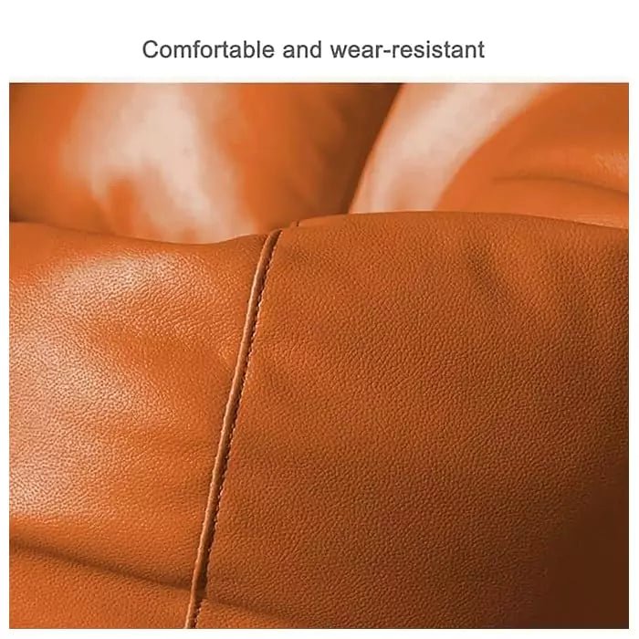 Premium Quality Faux Leather Bean Bag with Side Pocket - Orange / Free Beans Included / Free Footrest and PillowIT CareBean Bag