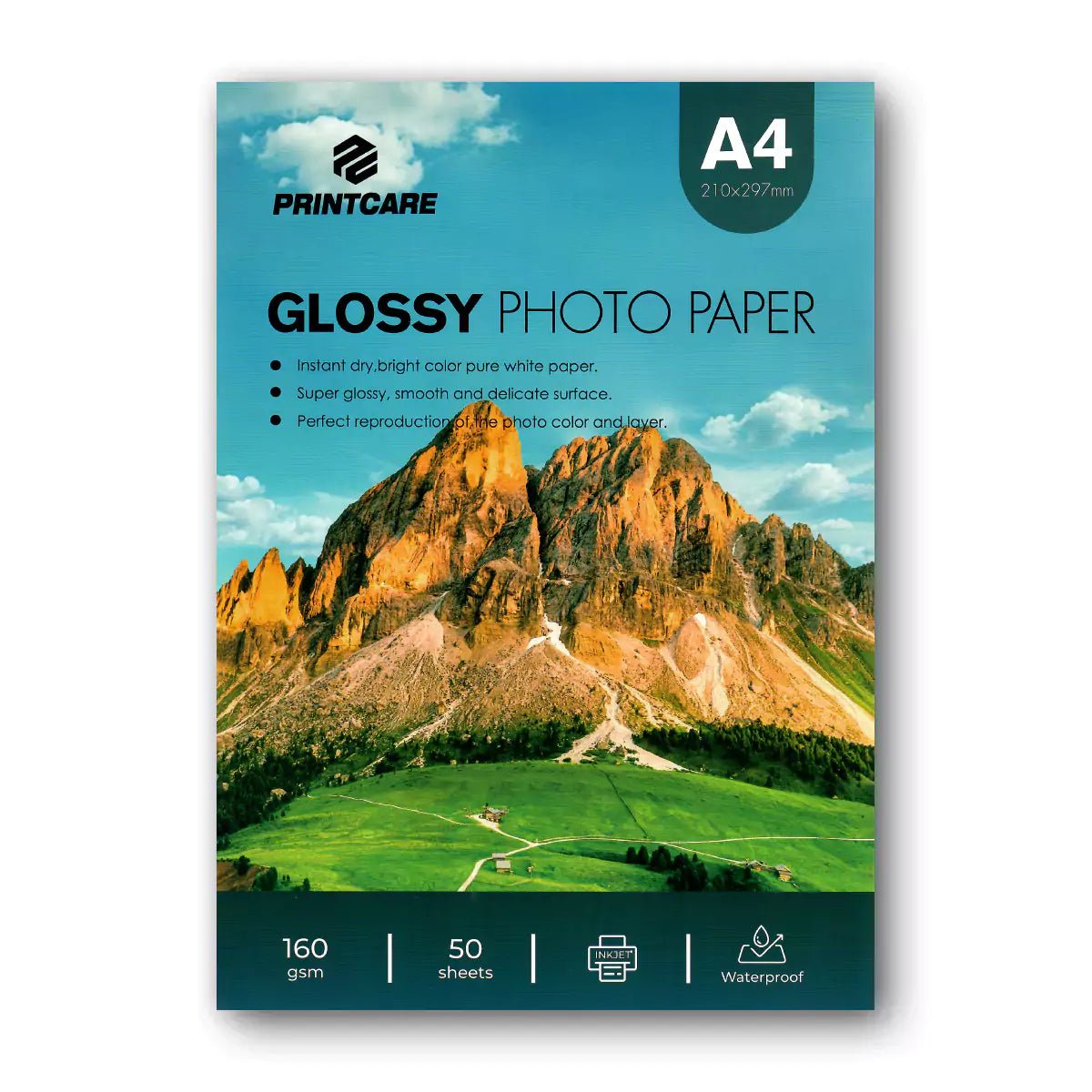 Print Care Glossy Photo Paper - A4 / 160GSM / 50 Sheets / Waterproof Inkjet PrintingIT CareA4 Photo Paper