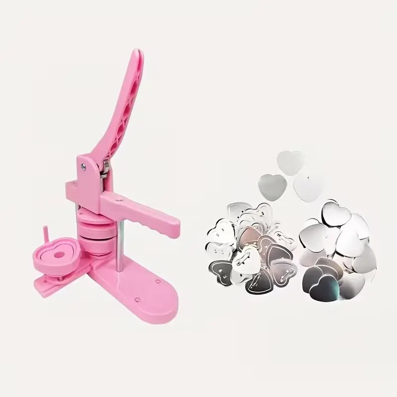Print Care Heart Shape Badge & Fridge Magnet Maker Kit 57×52mm – Slide Machine with Mould & 100pcs Metal Magnet SetIT CareBadge Machine