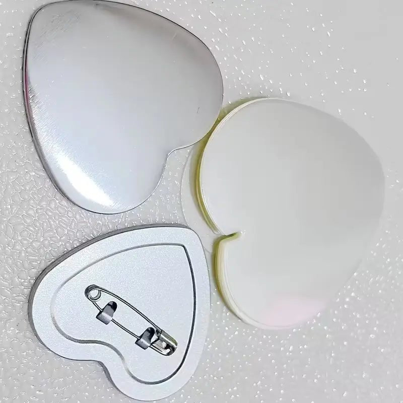 Print Care Heart Shape Badge & Fridge Magnet Maker Kit 57×52mm – Slide Machine with Mould & 100pcs Plastic Magnet SetIT CareBadge Machine