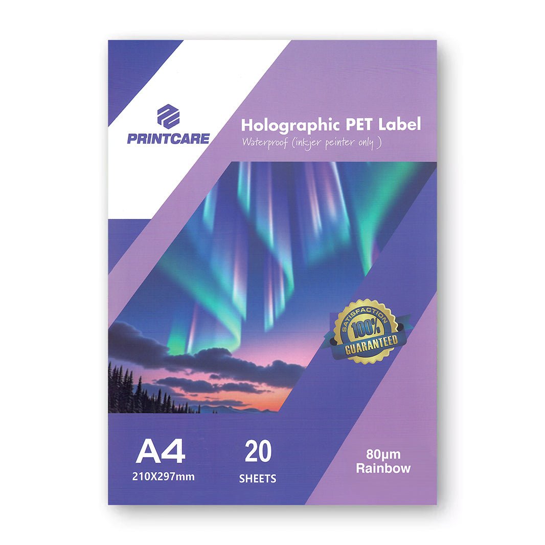 Print Care Holographic PET Vinyl Sticker Paper – Regular/ A4/ 20 SheetsIT CareA4 PET Vinyl Sticker Paper
