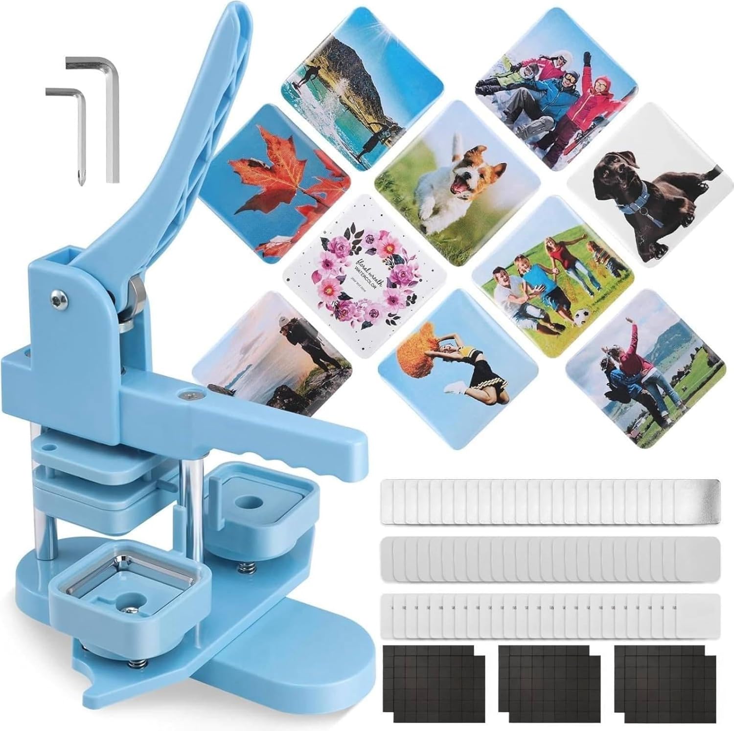 Print Care Square Magnet Button Maker Kit 50×50mm – DIY Fridge Magnet Machine with 100pcs Complete SetIT CareBadge Machine