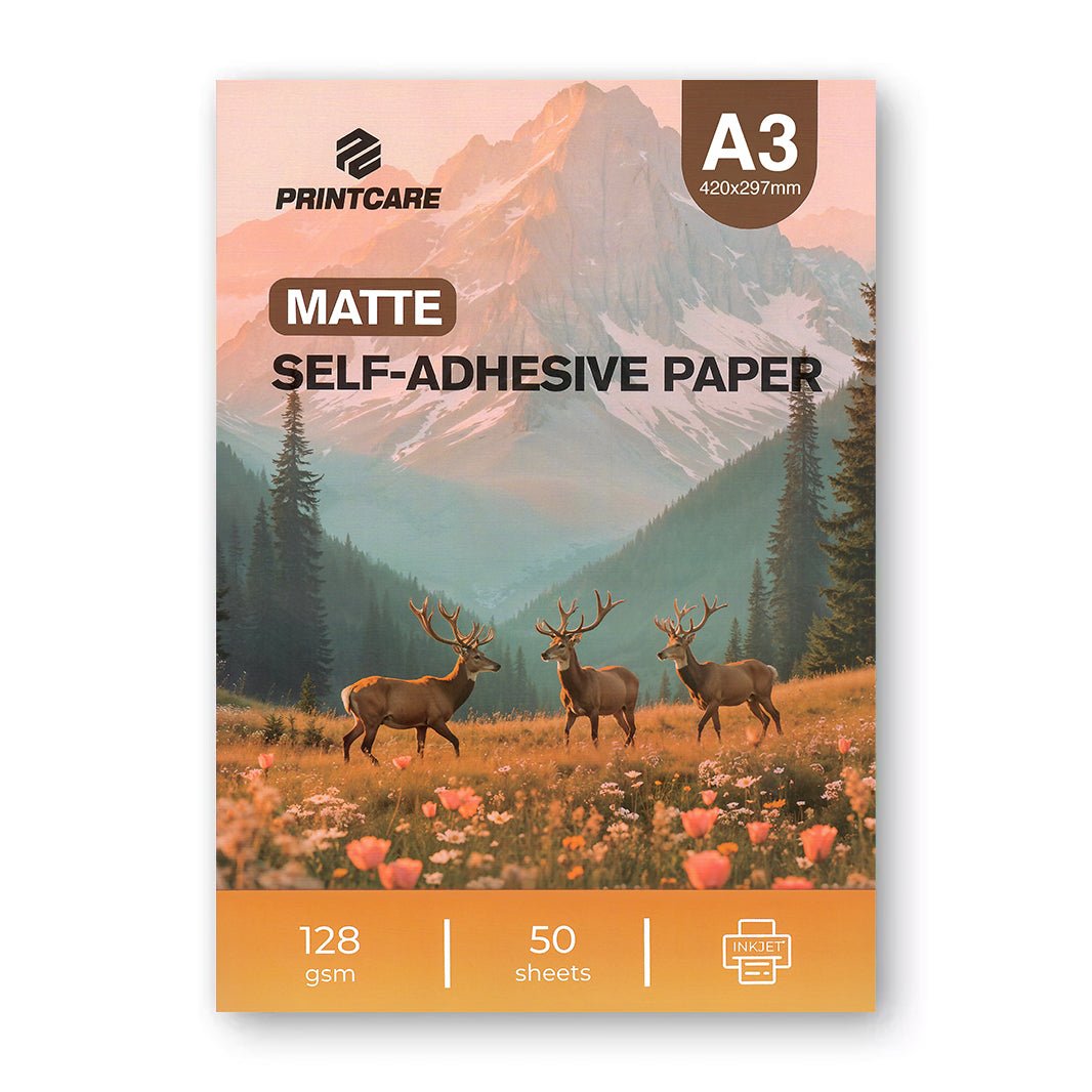 Printcare A3 Matte Self - Adhesive Sticker Paper 128GSM/ 50 Sheets/ Inkjet Printable Label PaperIT CareA3 Photo Paper