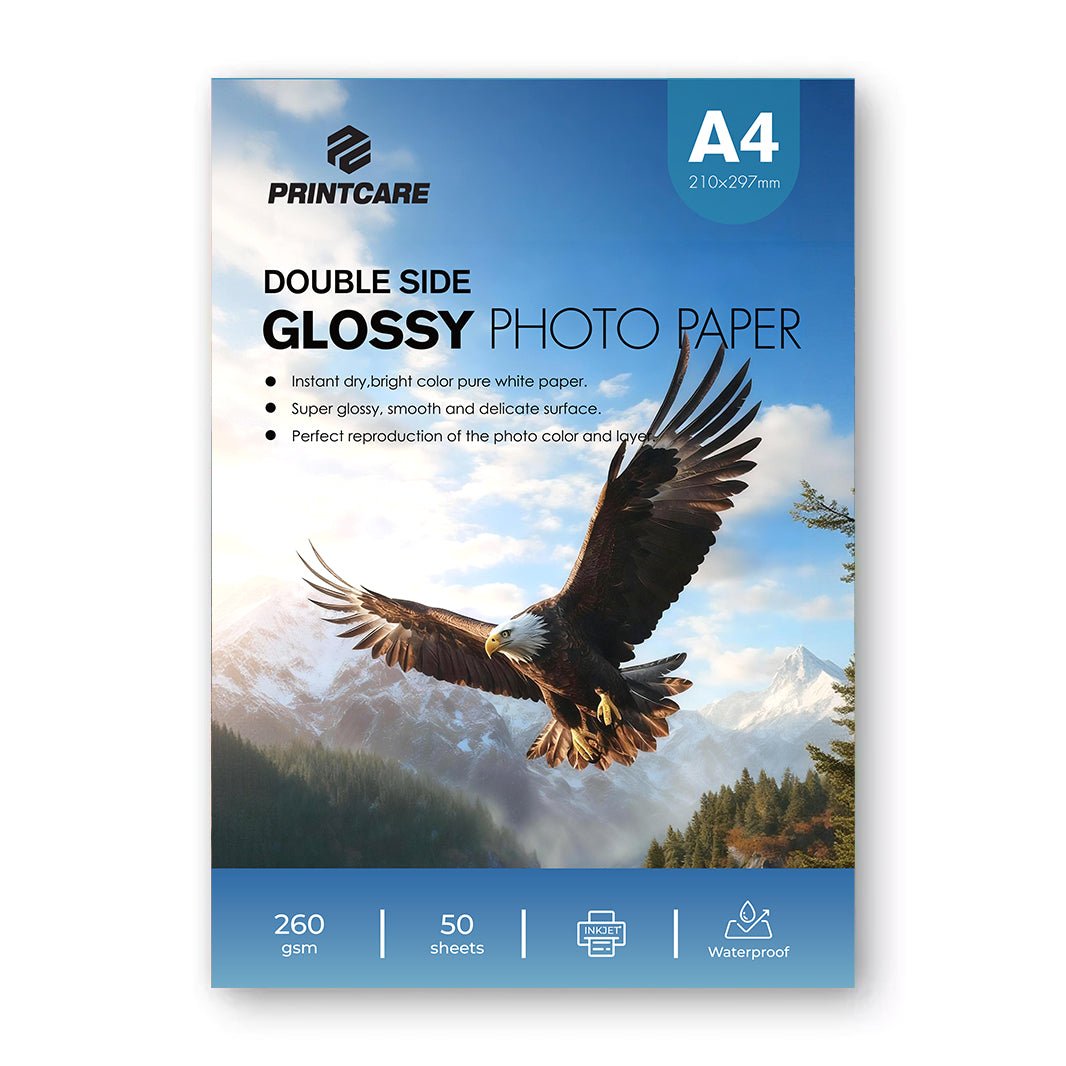 Printcare A4 Double-Sided Glossy Photo Paper 260GSM / 50 Sheets / Inkjet Printable / Waterproof | IT Care Kuwait