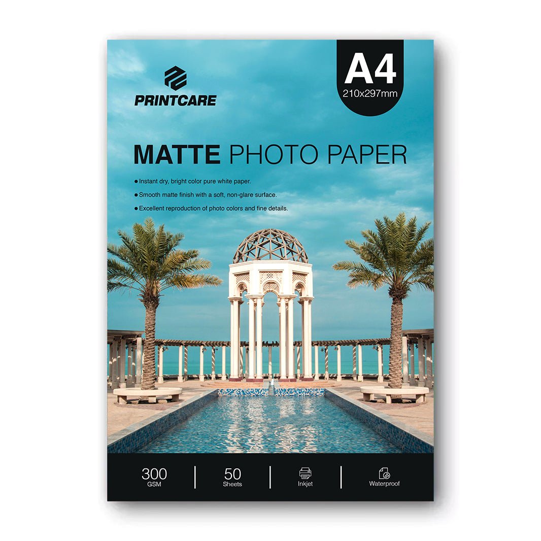 Printcare A4 Matte Photo Paper 300 GSM – 50 Sheets Premium Inkjet Waterproof Printing Paper | IT Care Kuwait
