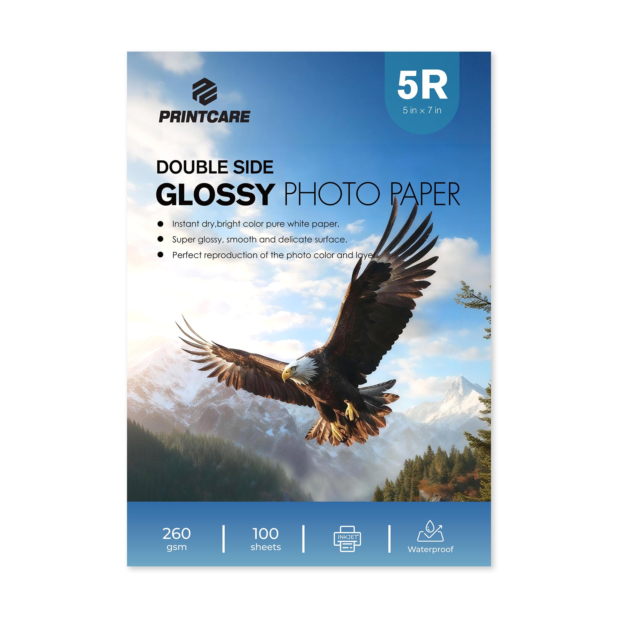 PrintCare Double Side Glossy Photo Paper – 5R/ 5x7 inch/ 13x18cm/ 260gsm/ 100 SheetsIT CarePhoto Paper