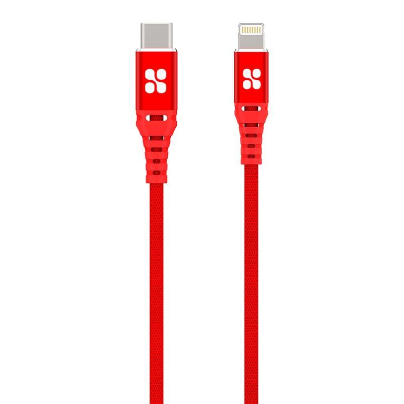 Promate Powercord USB-C to Lightning Data &#038; Charger Cable – 1.2 Metre/ Red
