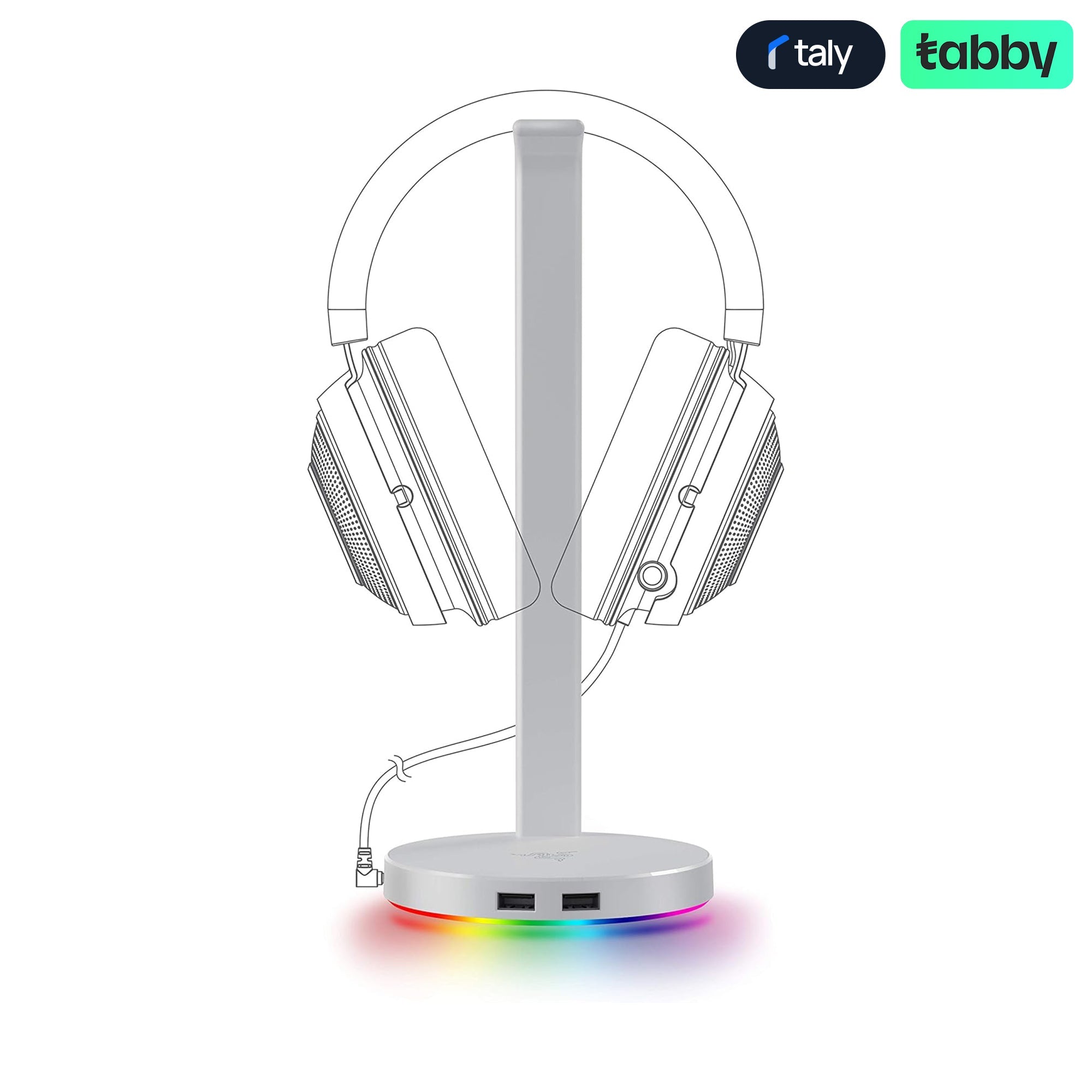 Razer Base Station V2 Headset Stand with USB Hub & Chroma RGB – Mercury EditionIT CareGaming Headset Stand