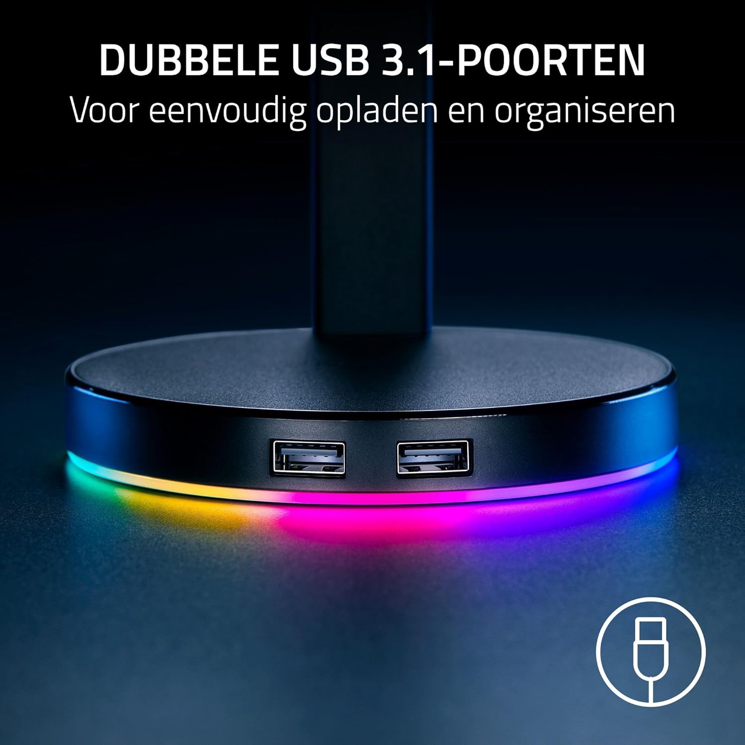 Razer Base Station V2 Headset Stand with USB Hub & Chroma RGB – Quartz EditionIT CareGaming Headset Stand
