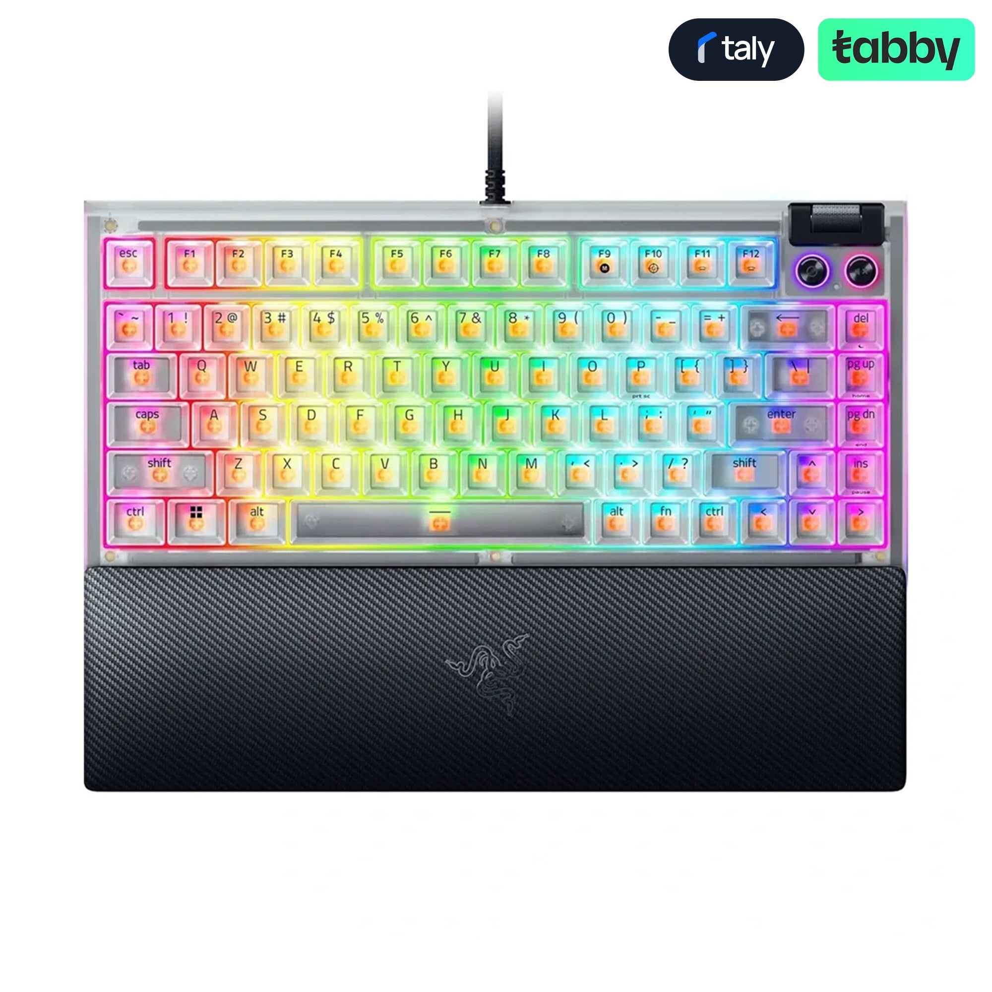 Razer BlackWidow V4 75% Wired Mechanical Gaming Keyboard – Hot - Swappable, 8KHz, Chroma RGB (Phantom White, US Layout)IT CareGaming Keyboard