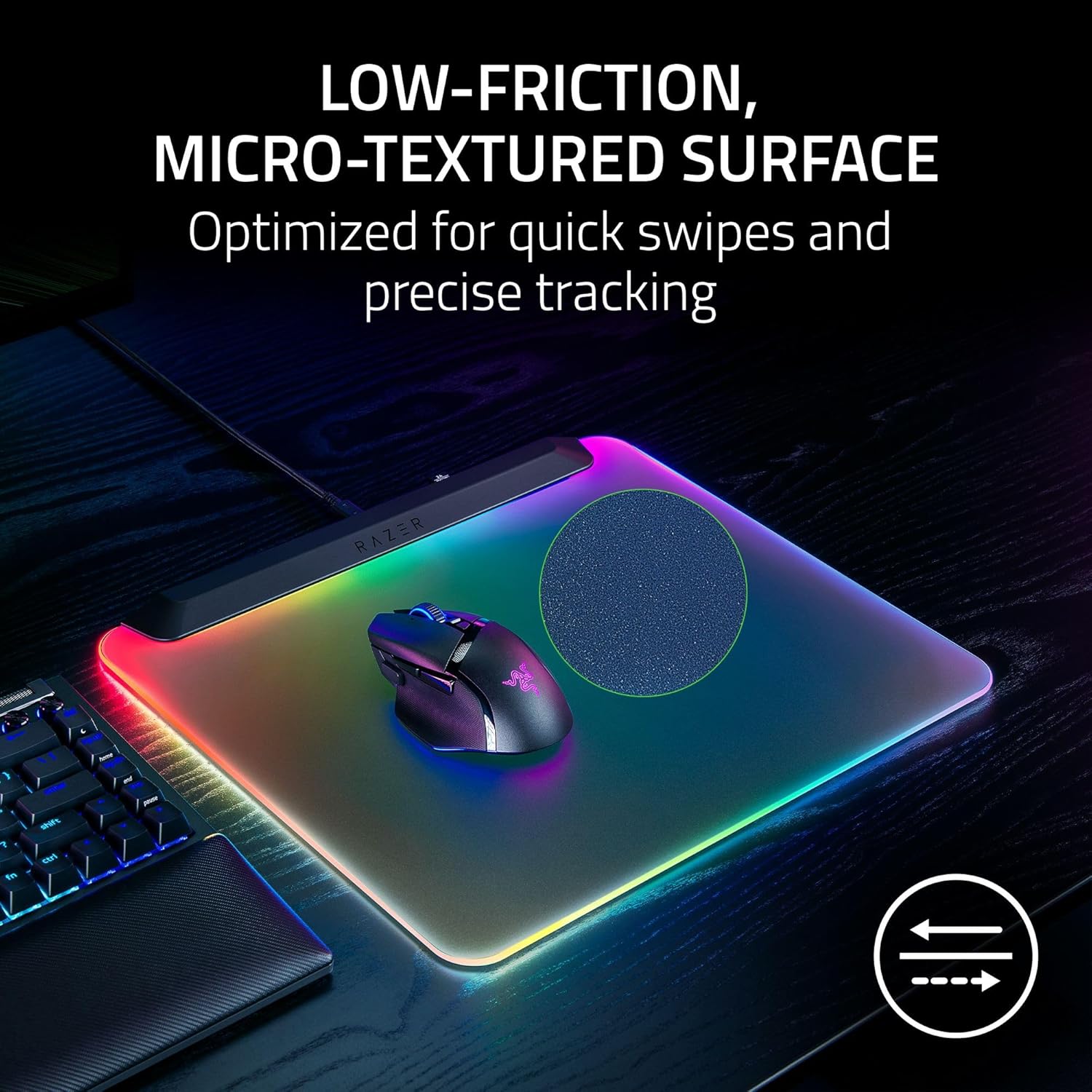 Razer Firefly V2 Pro RGB Gaming Mouse Mat – Fully Illuminated, 15 - Zone Chroma Lighting, USB Hub (Black)IT CareMouse Pad