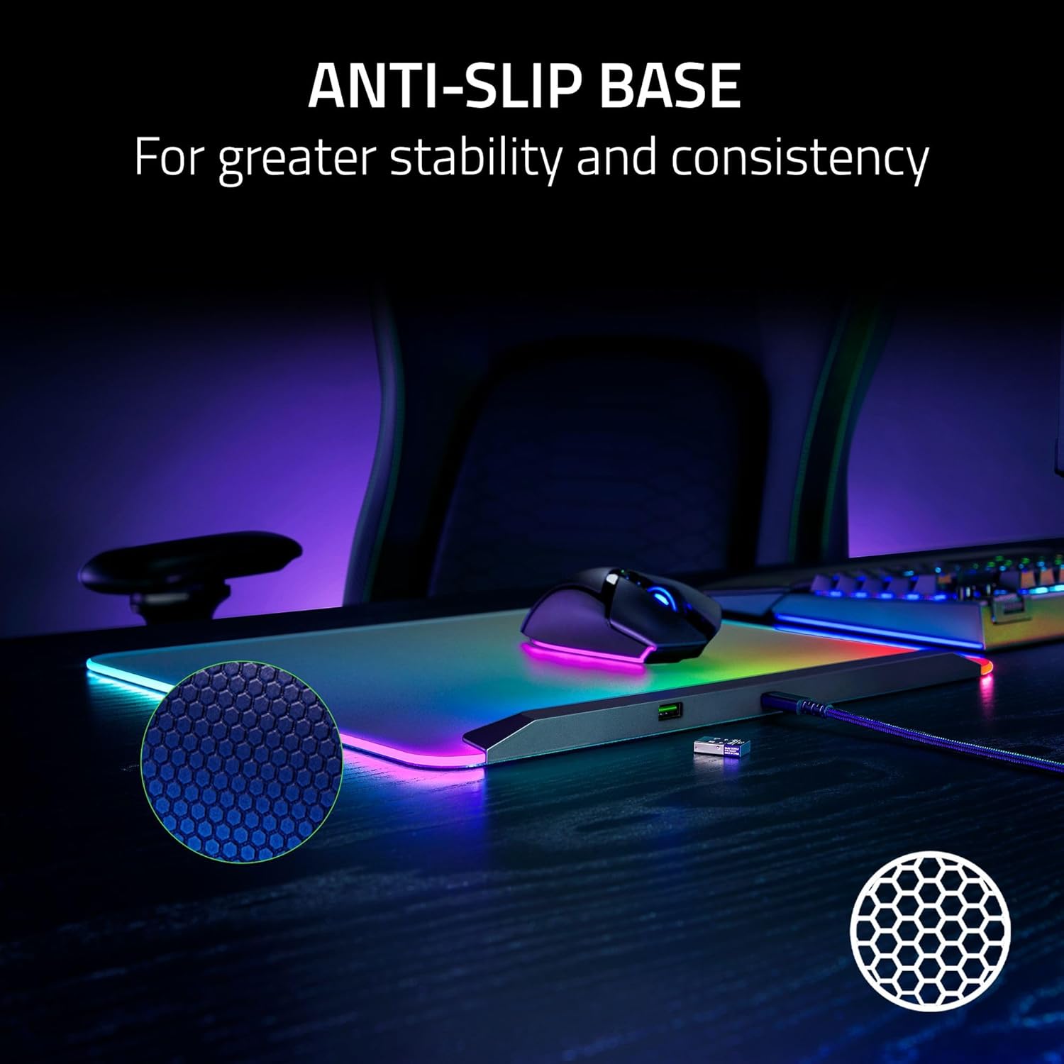 Razer Firefly V2 Pro RGB Gaming Mouse Mat – Fully Illuminated, 15 - Zone Chroma Lighting, USB Hub (Black)IT CareMouse Pad