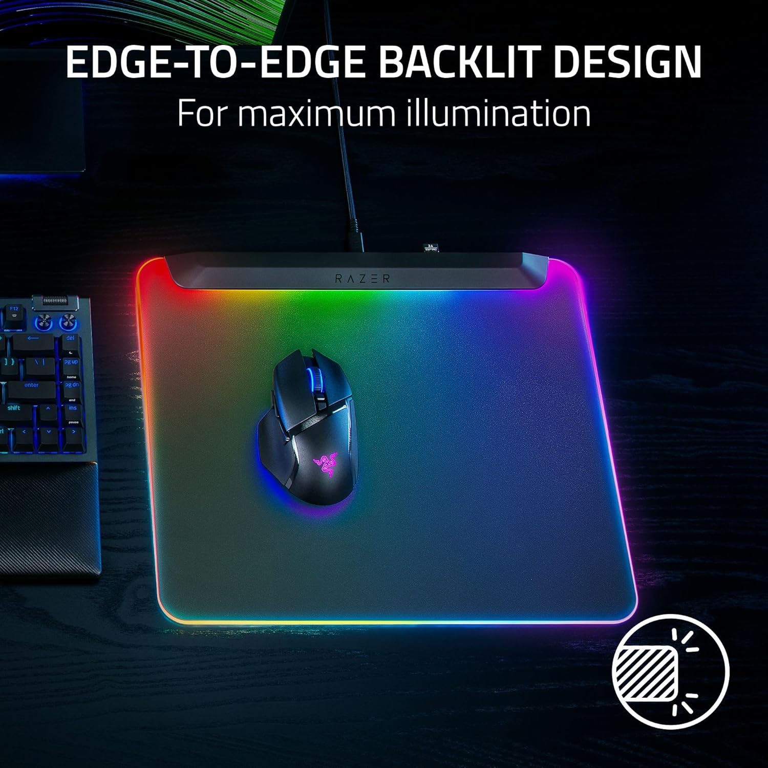 Razer Firefly V2 Pro RGB Gaming Mouse Mat – Fully Illuminated, 15 - Zone Chroma Lighting, USB Hub (Black)IT CareMouse Pad