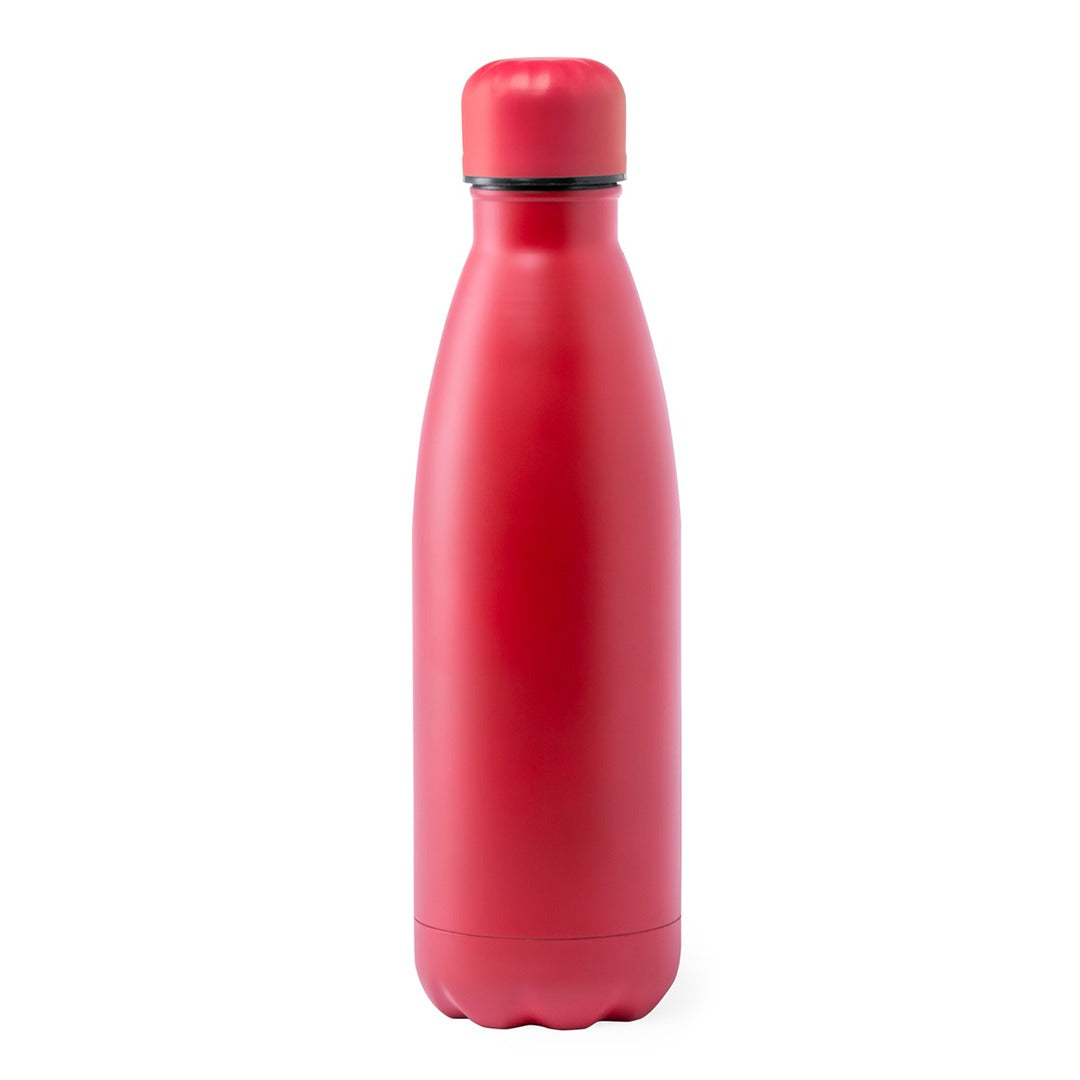 زجاجة مياه مفرغة من الهواء بجدار واحد - 500 مل / أحمر غير لامع / ستانلس ستيل / مقاومة للتسرب