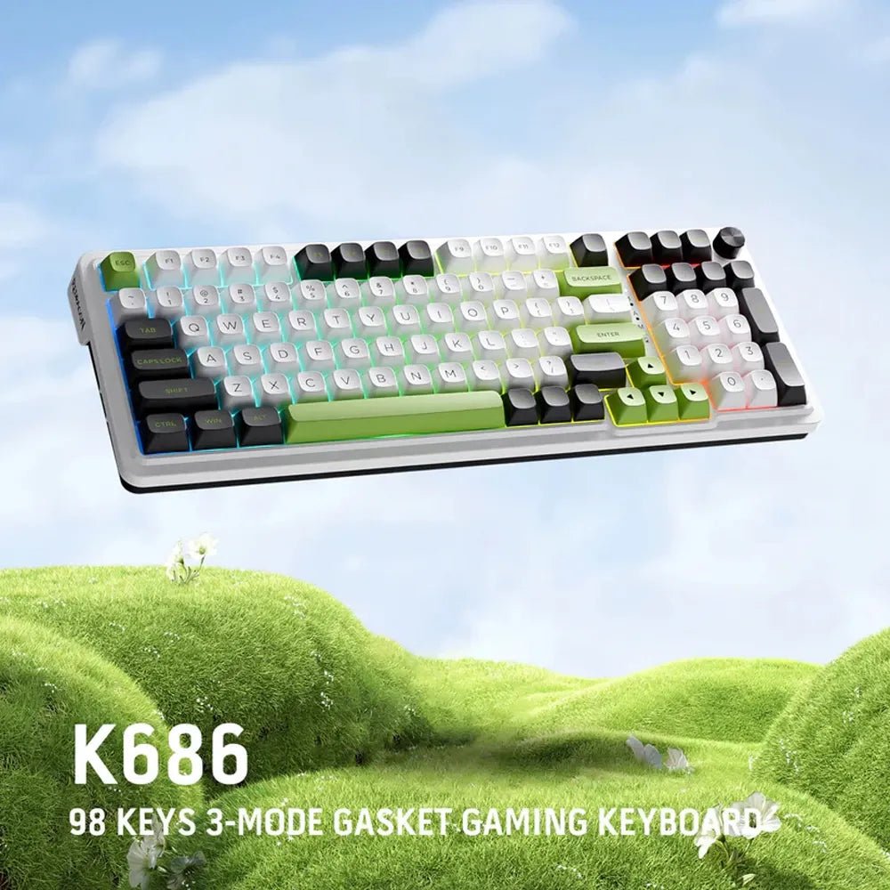 Redragon Eisa Max K686 RGB Mechanical Gaming Keyboard – 98 - Key Gasket Mount, Tri - Mode Wireless, Hot - Swappable with Mint Mambo SwitchesIT CareGaming Keyboard